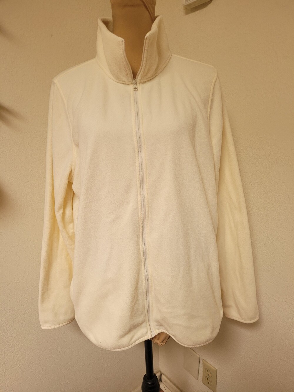 L.L. Bean Cream Full-Zip Fleece Jacket